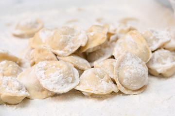 Pelmeni in a flour