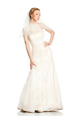 Fototapeta na wymiar Bride in beautiful white dress