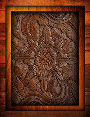 wood carving with frame