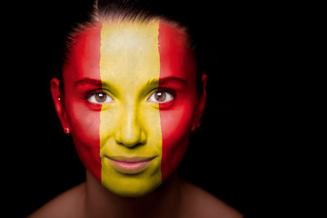 Portrait of a woman with the flag of the Spain
