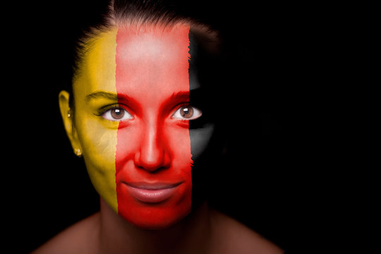 Portrait of a woman with the flag of the Germany