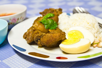 Pork, rice, fast food.