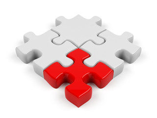 3d puzzle isolated on white.