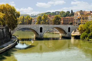 Fototapeta na wymiar Bridge Over the Tiber River