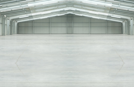 Huge light and empty warehouse interior