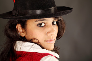 Beautiful young  woman wearing a hat