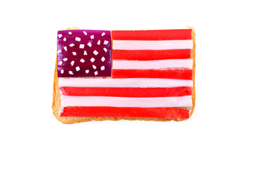 Open sandwich looking like American national flag