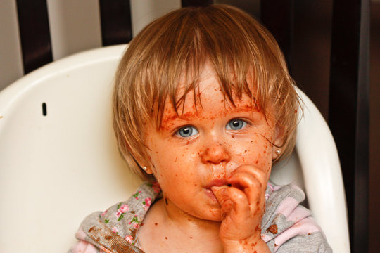 Orange Messy Face of Girl