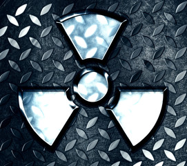 symbol of radiation on a steel background