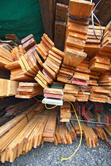 Stack of wooden boards.