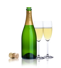 Champagnerflasche mit Gläsern