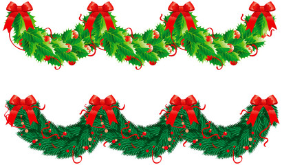 Two vector christmas  garlands (semicircle)