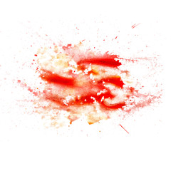 abstract watercolor blot texture patch of red isolated on white