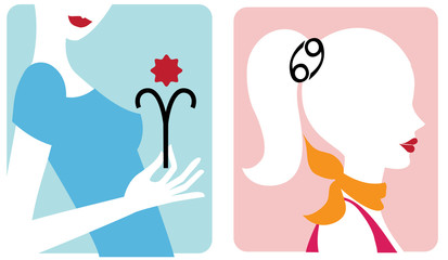 Set of modern illustrated horoscope zodiac signs