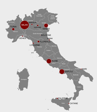 Carte des grandes villes d'Italie