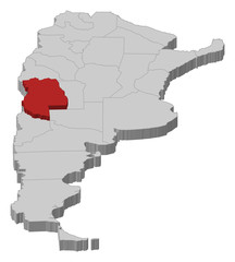 Map of Argentina, Mendoza highlighted