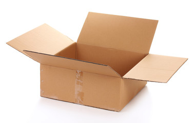 open cardboard box isolated on white