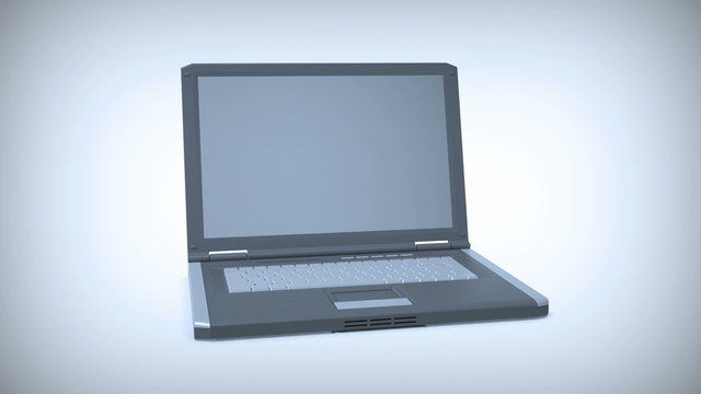 Zoom into an opening laptop computer
