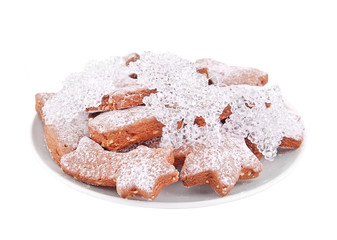 Christmas chocolate cookie, isolated on white background