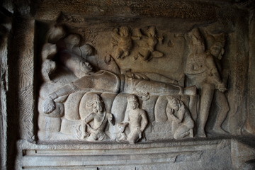 Lord Vishnu- Relief Sculpture at Mamallapuram,India