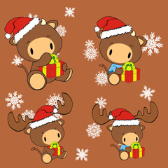 bull baby cartoon xmas set