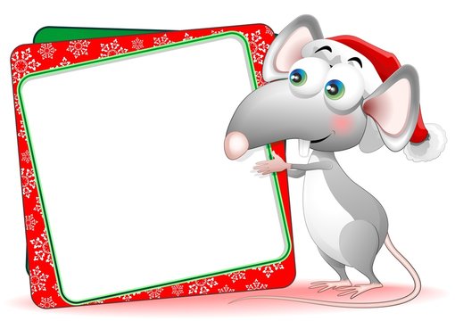 Topo Topolino Babbo Natale Auguri-Mouse Christmas Card