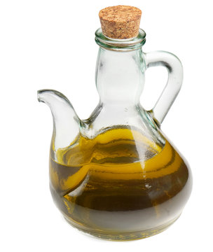 Olive oil isolated on white
