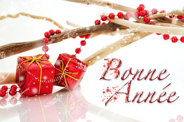 Bonne année cadeaux rouges