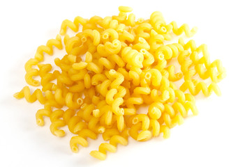 dried italian pasta on white background