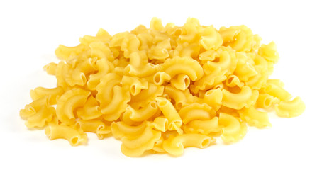 dried italian pasta on white background