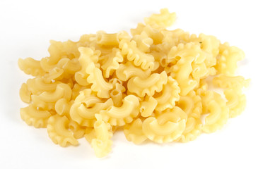 dried italian pasta on white background