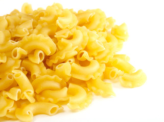 dried italian pasta on white background