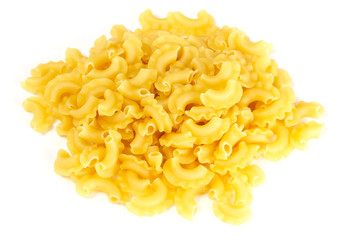 dried italian pasta on white background