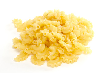 dried italian pasta on white background