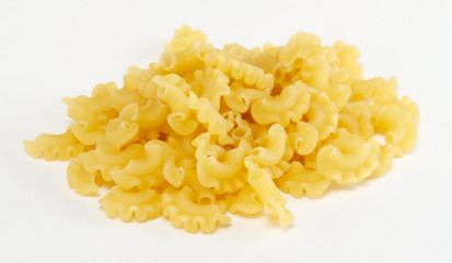 dried italian pasta on white background