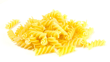 dried italian pasta on white background