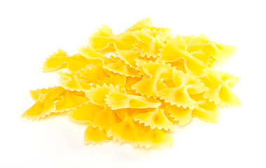 dried italian pasta on white background