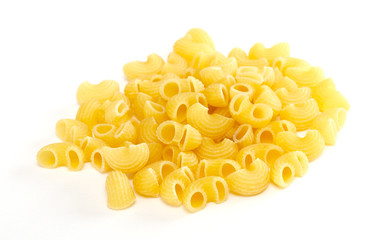 dried italian pasta on white background
