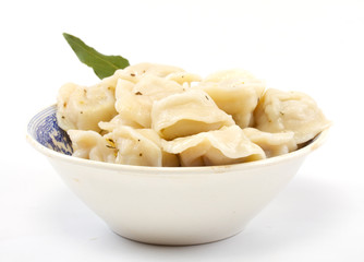 Meat Dumplings - russian pelmeni - with laurel