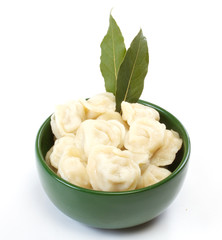 Meat Dumplings - russian pelmeni - with laurel