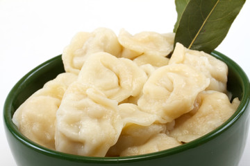Meat Dumplings - russian pelmeni - with laurel