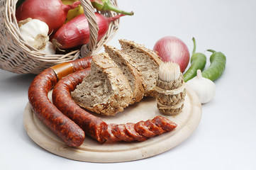 Traditional Romanian sausage with some of its ingredients!
