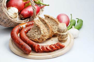 Traditional Romanian sausage with some of its ingredients!