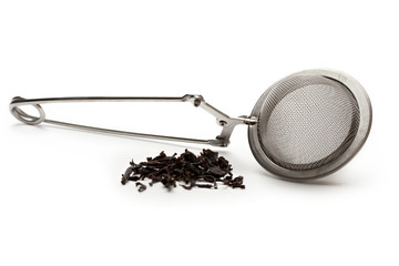Tea strainer with a pinch of tea