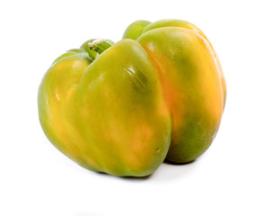 Green yellow pepper isolated on white