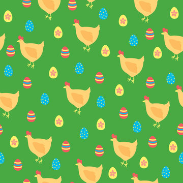 Seamless wallpaper with chicken and egg