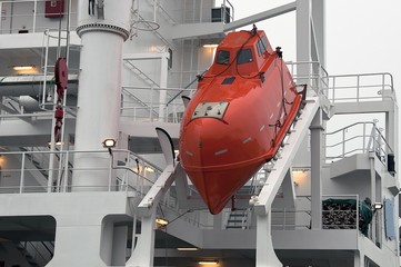 Lifeboat on a ship