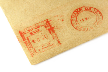 Postal sign on an envelope