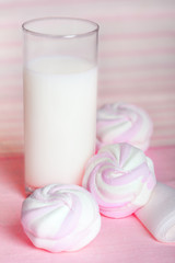 Glass of milk and sweet dessert