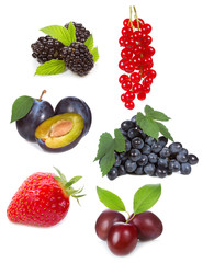 set with different berries